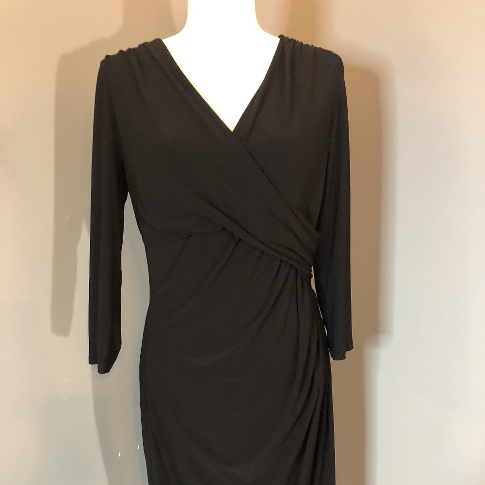 Ralph Lauren Women’s Size 14 Black Dress with Gathered Neckline
